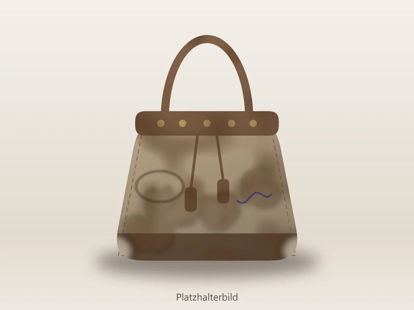 Beige Beuteltasche vor der Reinigung